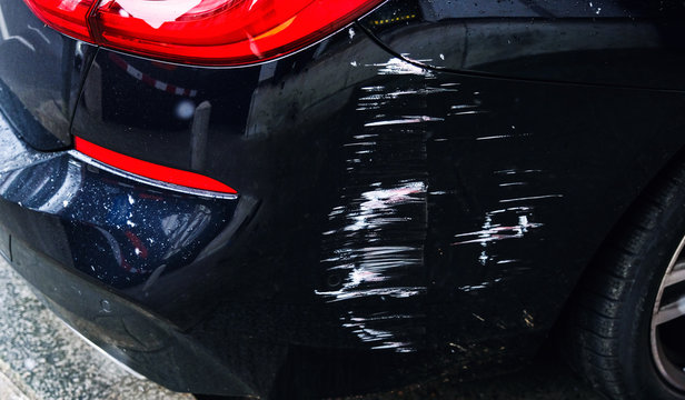 scratched car close up