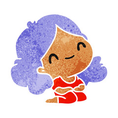 retro cartoon of a cute kawaii girl