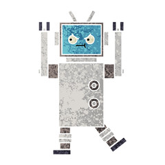 retro illustration style cartoon robot