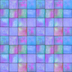 Abstract geometric seamless pattern with squares. Colorful watercolour artwork.