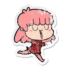 distressed sticker of a cartoon woman
