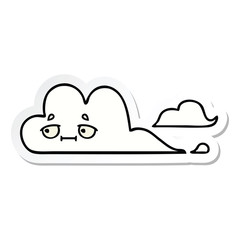 sticker of a cute cartoon white cloud