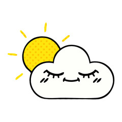 comic book style cartoon sunshine and cloud