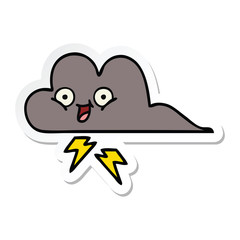 sticker of a cute cartoon storm cloud