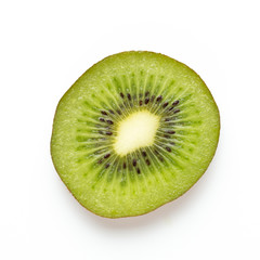 Kiwi fruit slices on white background.
