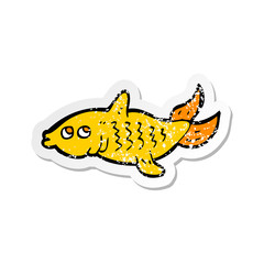 retro distressed sticker of a cartoon fish
