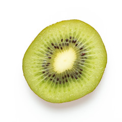 Kiwi fruit slices on white background.