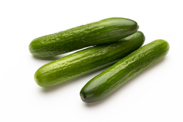 Fresh cucumber on white background.
