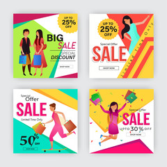 Big Sale template or poster set with different discount offers for Advertising concept.