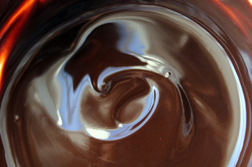 Melted dark chocolate, sweet close up
