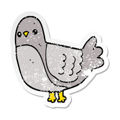 distressed sticker of a cartoon bird