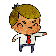 textured cartoon of a kawaii cute boy
