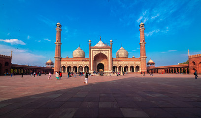 Fototapeta premium Day trip to Jama Masjid, Old Delhi, Chandni Chowk, India