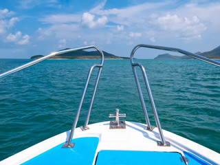 View of the boat heading to the island.