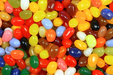 Fototapeta na wymiar A color image of jelly beans in assorted colors.
