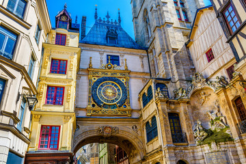 The Gros-Horloge (Great-Clock) is a fourteenth-century astronomical clock in Rouen, Normandy, France