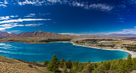 Lake Tekapo with reflection of sky and mountains, New Zealand