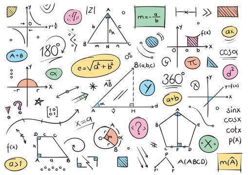 handwriting math symbols. mathematical drawings. mathematical shapes Stock  Vector | Adobe Stock