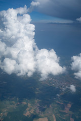 Clouds over English country side, as seen from an airplane