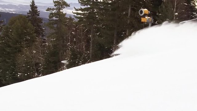 Snowboarding snow spraying