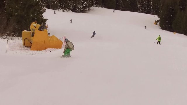 Snowboarding snow spraying