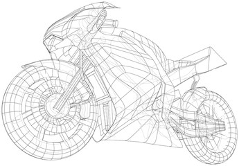 Blueprint sport bike. EPS10 format. Vector created of 3d.