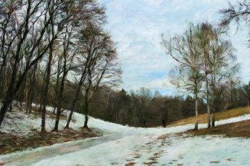 winter landscape with trees in winter