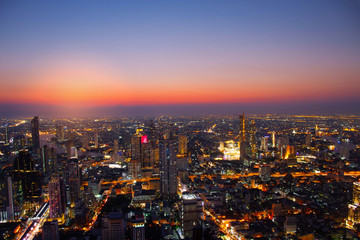 Fototapeta na wymiar Cityscape top view panorama Aerial view sunset in city skyline 