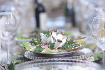 meat snack on the table in the restaurant