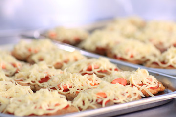 close up.meat baskets on a baking sheet