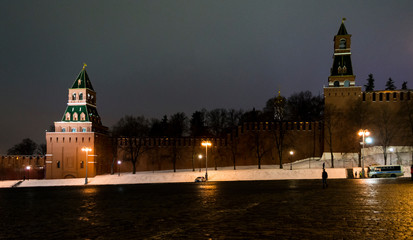 Fototapeta premium Russian street at night, Moscow.