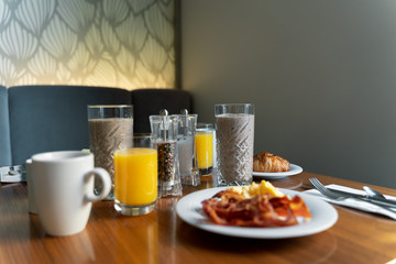 Hotel breakfast closeup