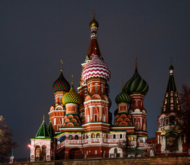 Fototapeta premium Saint Basil's Cathedral at night, Moscow, Russia