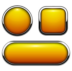 Glossy buttons orange with metallic chrome elements