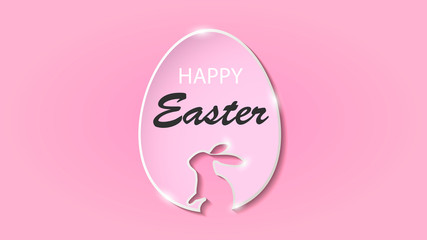 Easter text and egg on a pink background