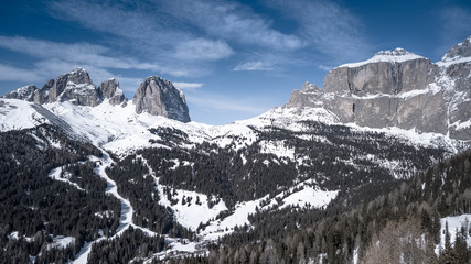 beautiful winter mountain landscape from drone