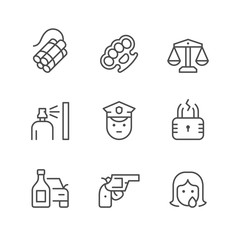 Set line icons of criminal - obrazy, fototapety, plakaty