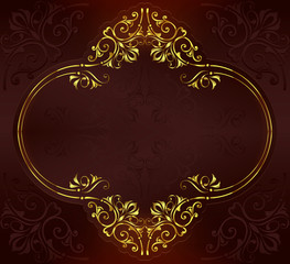 Vintage background with golden lace ornaments and art deco floral decorative elements