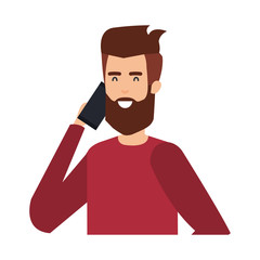 young man calling with smartphone