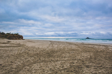 empty beach near Dunedin, South Island, New Zealand