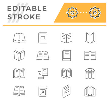 Set line icons of book