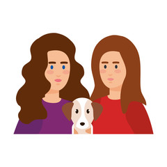 couple girls with dog avatars characters