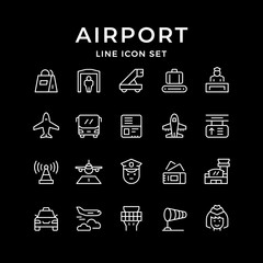 Set line icons of airport