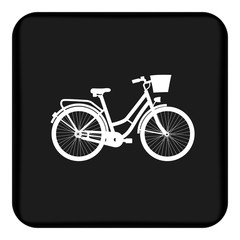 Fototapeta premium Vector, flat icon of a classic lady's bike. Black white bicycle icon