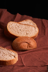 breads concept of teasty home food close up on wooden background