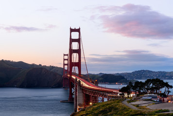 Golden Gate Bridge at sunset, San Francisco, California