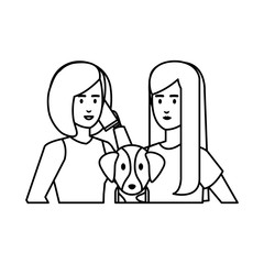 couple girls with dog avatars characters