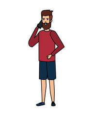 young man calling with smartphone