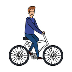 Naklejka premium young man ride bike