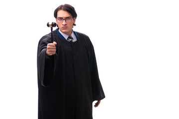 Young handsome judge isolated on white 